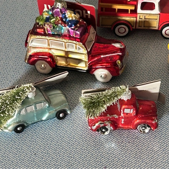 Vintage-Style Christmas Vehicle Ornaments Bundle - Fair Condition Lot of 6 - Picture 2 of 5